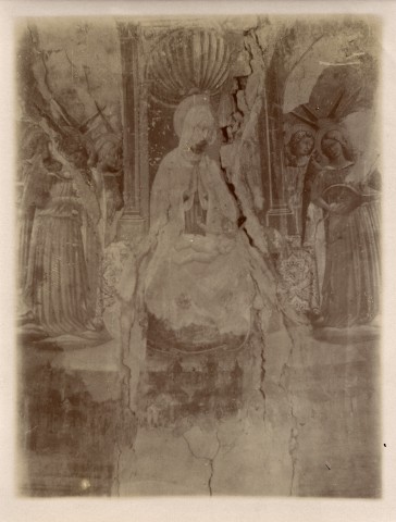 Anonimo — Mezzastris Pier Antonio - sec. XV - Madonna con Bambino in trono tra angeli musicanti — particolare